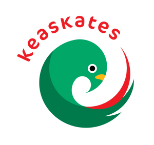 Keaskates' colorful New Zealand Kea logo