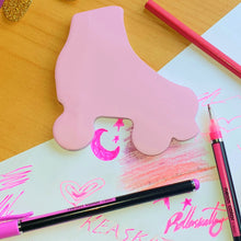 Load image into Gallery viewer, Roller Skate Sticky Note Pad - Pink
